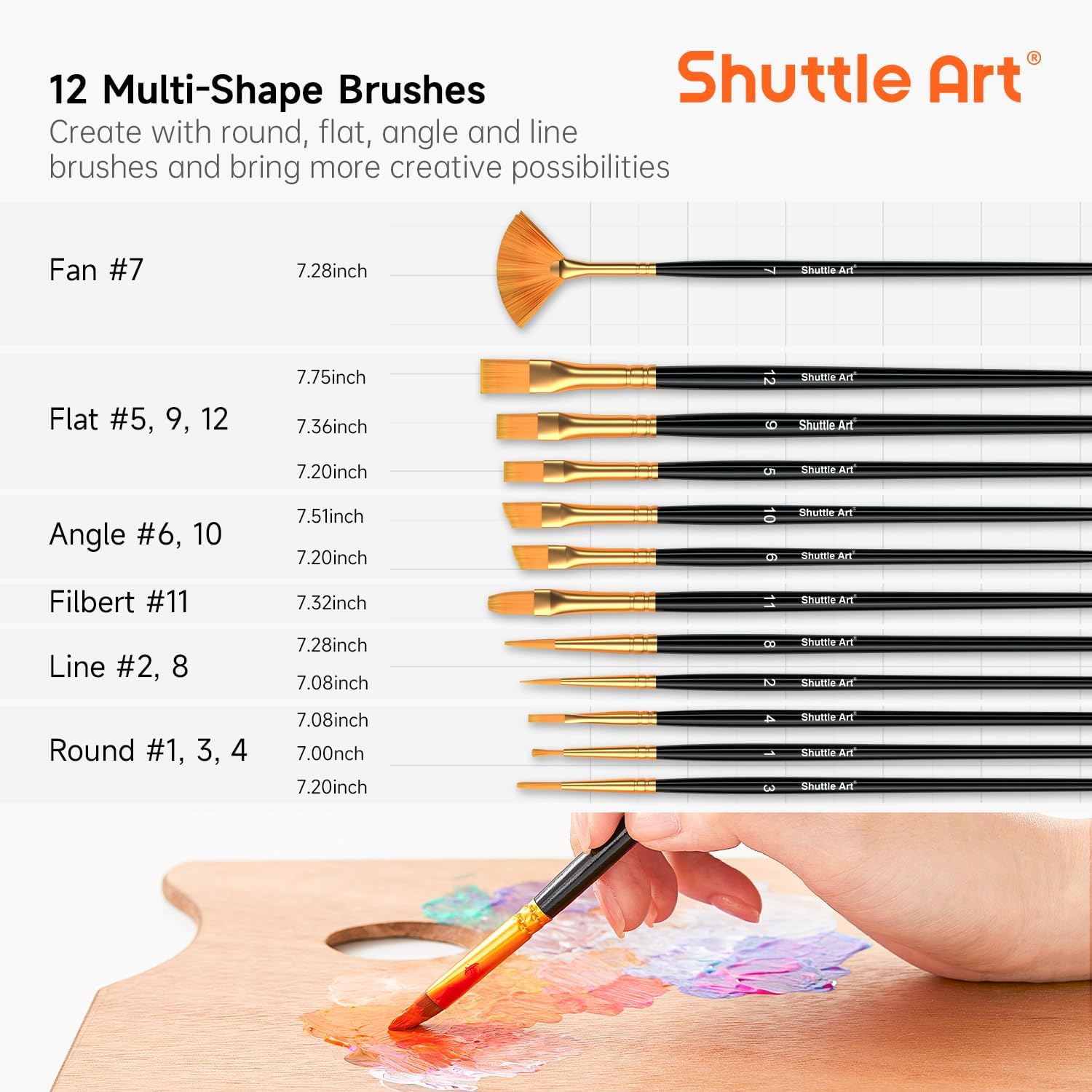Shuttle Art Acrylic Paint. 36 Colors Acrylic Paint Set with Brushes & Palette. 2oz/60ml Bottles. Rich Pigments Non-toxic for Artists Kids & Adults. Painting on Canvas Rocks Ceramic Wood - Image 9