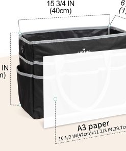 Alternative view of JJRING Large Multi-Functional Carrying Bag. 600D Nylon Artist Tote Bag with 16 Pockets Caddy for Art. Craft. Sewing. Make-up or School. Medical. Office Supplies Organizer. Silver | Multi-Functional Caddy Carrying Bag For Art. Craft. Sewing. Makeup. School. Medical & Office Supplies