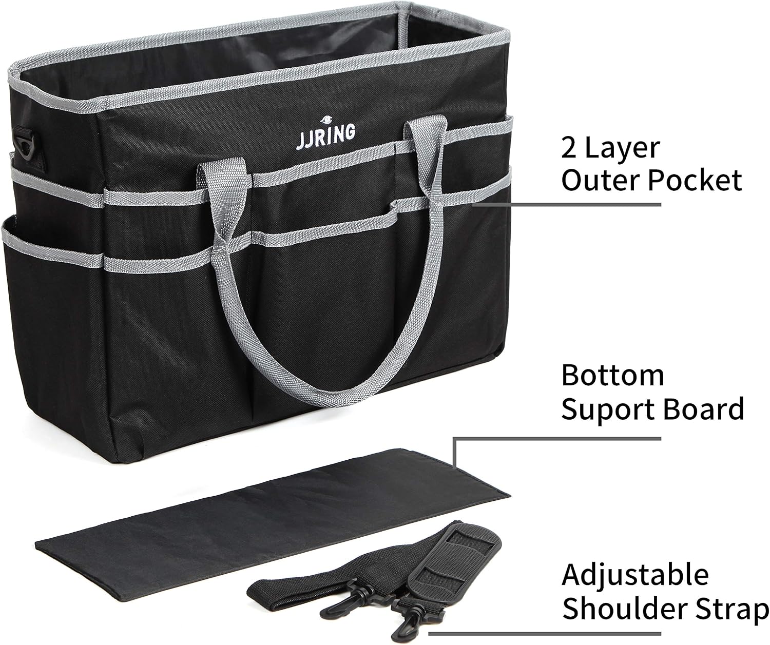 JJRING Large Multi-Functional Carrying Bag. 600D Nylon Artist Tote Bag with 16 Pockets Caddy for Art. Craft. Sewing. Make-up or School. Medical. Office Supplies Organizer. Silver | Multi-Functional Caddy Carrying Bag For Art. Craft. Sewing. Makeup. School. Medical & Office Supplies - Image 4