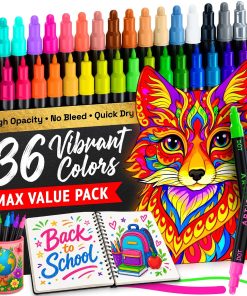 ARTISTRO Precision Dual-Tip Acrylic Paint Marker Pens - Set of 36 | Dot & Fine Tips for Fabric. Rock. Glass. Wood. & Coloring Books. Arts & Crafts Gift. Classroom Must Haves & School Supplies